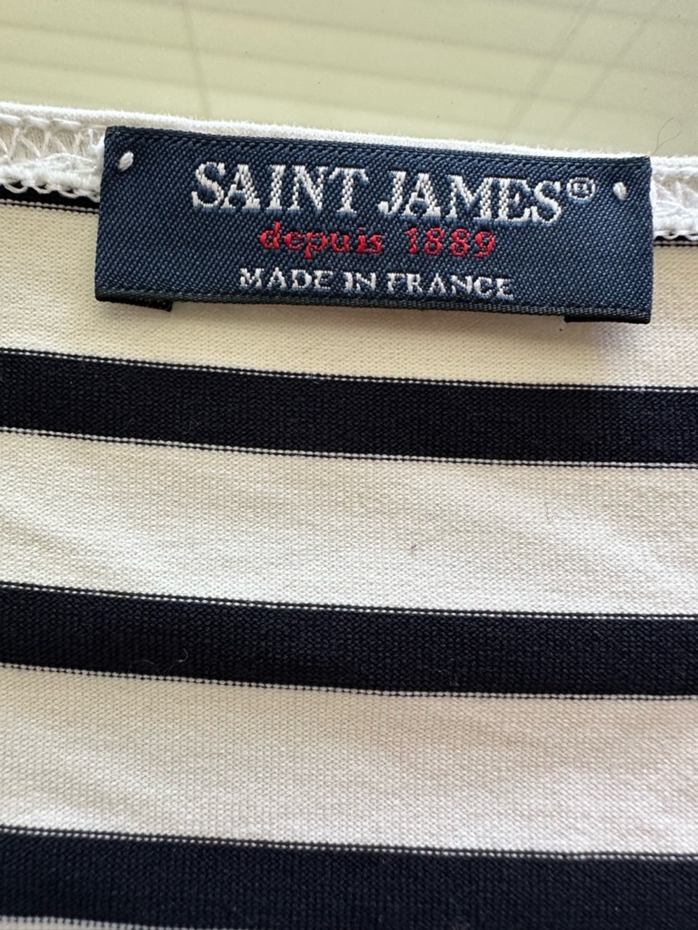 Saint James Garde-Cote III Black & White Striped 3/4 Sleeve Breton - Picture 9 of 13